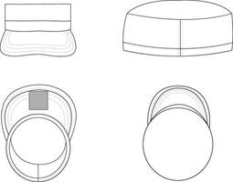 Beanie Hat Front and Back Illustration, Simple Knit Cap Design with Detailed View vector