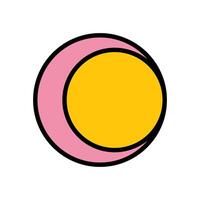 pink and yellow crescent moon circle icon on white background vector