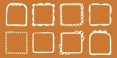 set of hand drawn cut out style frames and borders - abstract design elements for decoration or logo design templates, prints, placards, posts in modern minimalist style vector