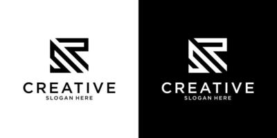 SR or RS initial letter logo design template vector