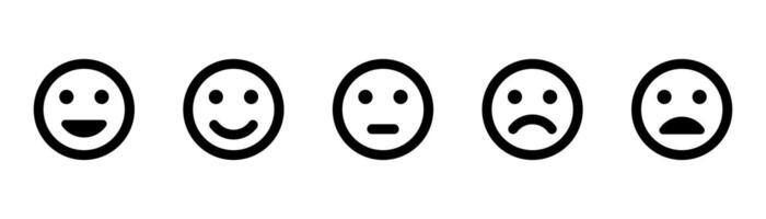 Feedback emoji icons . Good and bad emoticon signs. Happy and Sad reactions. Feedback or rating icon set, happy, neutral, sad, emojis. vector