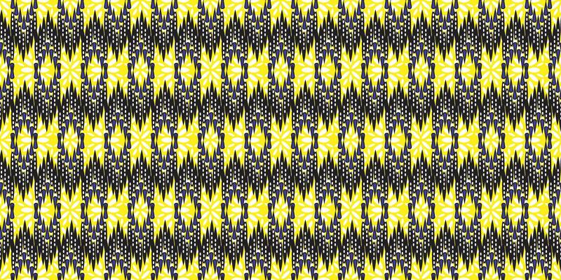 African ethnic traditional yellow and blue pattern. zigzag seamless beautiful Kitenge, chitenge style. fashion design in colorful. Geometric chevron abstract motif. Ankara prints, African wax prints.