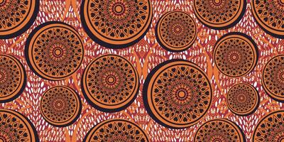 African motif ethnic traditional pattern. seamless beautiful orange color. pattern for fashion. Geometric abstract motif. African wax prints. circle pattern african design. vector