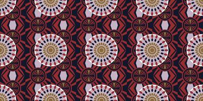 African ethnic traditional red pattern. seamless beautiful Kitenge, chitenge style. fashion design in colorful. Geometric circle abstract motif. Floral Ankara prints, African wax prints.Circle pattern vector