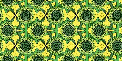 African motif ethnic traditional pattern. seamless beautiful Green and Yellow color. pattern for fashion. Geometric abstract motif. African wax prints. Beautiful circle pattern . vector