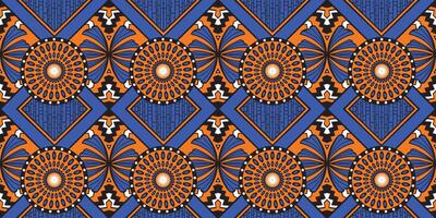 African motif ethnic traditional pattern. seamless beautiful Blue color. pattern for fashion. Geometric abstract motif. African wax prints. orange circle pattern design. Beautiful fashion design. vector
