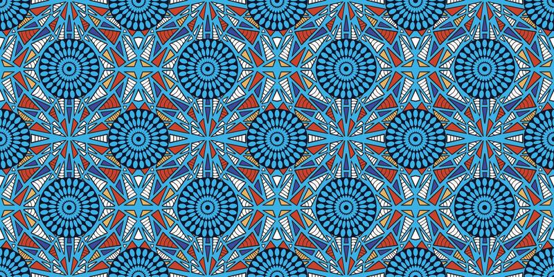 African ethnic traditional blue pattern. seamless beautiful Kitenge, chitenge style. Circle fashion design in blue color. Geometric circle abstract motif. Floral Ankara prints, African wax prints.