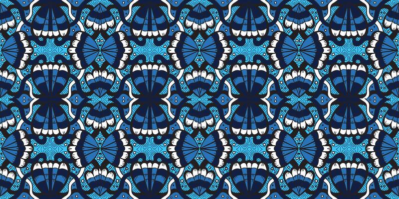 aAfrican ethnic traditional blue pattern. seamless beautiful Kitenge, chitenge style. fashion design in blue color. Geometric abstract motif. Ankara prints, African wax prints.