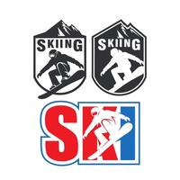 Collection of snowboarding labels, emblems, badges logo design template vector