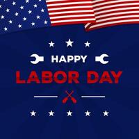 Happy American Labor Day greeting template with USA flag on dark background with star shape and red stripes vector