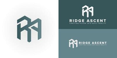 Modern RA logo for architectural firms. Its geometric, structured form represents innovative design, precise planning, and the dynamic creation of attractive spaces. vector