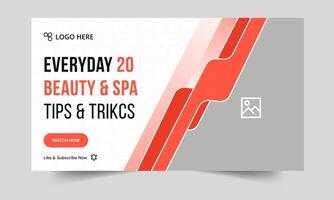 Customizable beauty and spa tips thumbnail banner design, salon content cover banner design, editable eps 10 file format vector