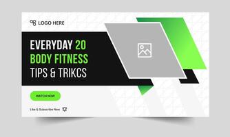 Editable body fitness tips and tricks thumbnail banner design, fully customizable eps 10 file format vector