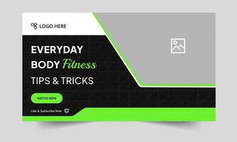Top body fitness tips and tricks thumbnail banner design, fully customizable eps 10 file format vector