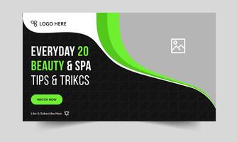 Editable beauty and spa tips thumbnail banner design, salon content cover banner design, editable eps 10 file format vector