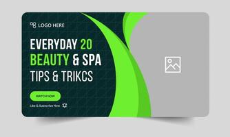Top beauty and spa tips thumbnail banner design, salon content cover banner design, editable eps 10 file format vector