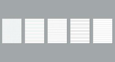 Collection of Blank Lined and Grid Pages for Notes and Education vector
