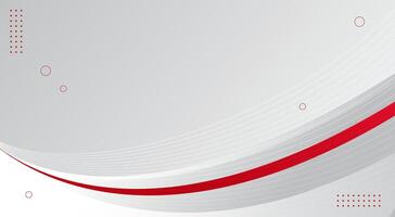 Minimal red and grey wave background with abstract line and circle elements vector