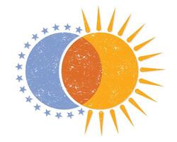 Logo with moon and sun. vector