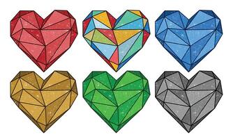 Colored jewels in the shape of heart. vector