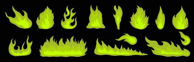Bright small and large fire. Types of fire. Fire and fireball. vector
