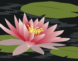Lotus flower in flat design style. Minimalistic background of blooming flower over water. vector