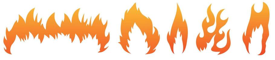 Orange fire isolated on white background. Danger concept or logo design. Gradient. vector