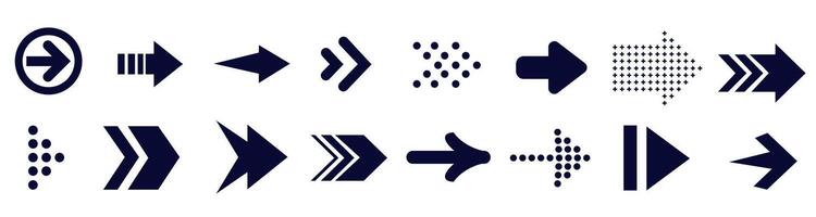 Flat style arrows isolated on white background. Set of arrows. Collection of arrows icons. vector