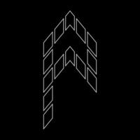Outline logo design monogram P. Suitable for t-shirts, companies, gamers, sports, construction, and so on. The outline logo is in the form of arrows. Logo Outline Style Arrows and Buildings. vector