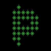 Lowercase alphabet 'p' ketupat. Ketupat is a typical Eid food made from rice wrapped in a woven coconut leaves. Ketupat comes from the island of Java and has been around since the 15th century. vector