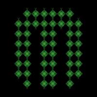 Lowercase alphabet 'm' ketupat. Ketupat is a typical Eid food made from rice wrapped in a woven coconut leaves. Ketupat comes from the island of Java and has been around since the 15th century. vector