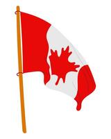 Stylized Canadian flag with a melting maple leaf in bold red and white colors. Represents national identity, symbolism, and creative interpretation of patriotism vector