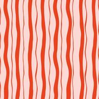 Abstract seamless pattern with wavy vertical stripes in red and light pink tones. Concept of modern textile design, retro aesthetics and creative surface decoration vector
