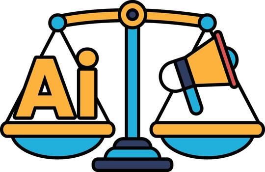 A scale with a microphone on the right side and the letters AI on the left side vector