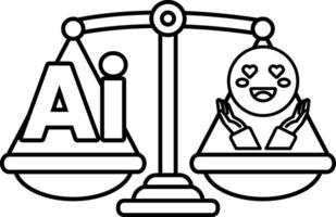 A scale with a smiling face on one side and the letters AI on the other vector