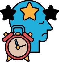 A man with a blue head and red clock with the hands on the numbers 3 and 9 vector