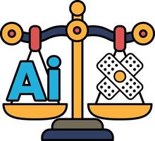 A scale with the letters AI on one side and the letters X on the other vector