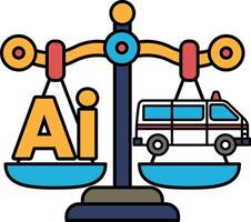 A scale with the letters AI on one side and a van on the other vector
