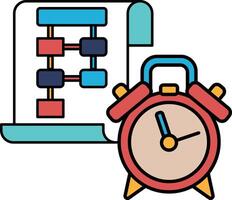 A red clock with the hands on the numbers 3 and 9 vector