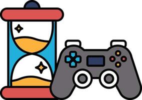 A game controller sits next to a clock vector