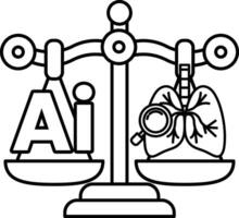 A scale with the letters AI on one side and a lung on the other vector