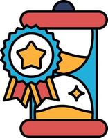A timepiece with a blue and yellow ribbon and a star on it vector