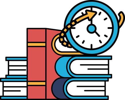 un reloj es en parte superior de un apilar de libros vector