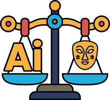 A scale with a face on one side and the letters AI on the other vector