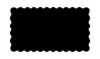 Rectangle shape with wavy edges. Rectangular form with scalloped borders. Empty black text box, tag, stamp or label isolated on white background. graphic illustration vector