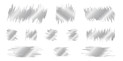 Silver scraped scratchcard textures. Collection of shining metallic surfaces of game tickets, promo code cards, lotteries or sale coupons isolated on a white background. realistic illustration vector