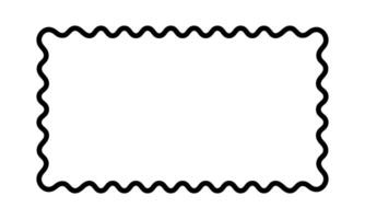 Blank rectangular frame with scalloped edges. Rectangle shape with frilly borders. Mirror, picture or photo vignette, empty text box or label isolated on white background. graphic illustration vector