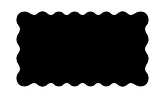 Rectangle shape with wavy edges. Rectangular template of text box, tag or sticker with scalloped borders isolated on white background. graphic illustration vector