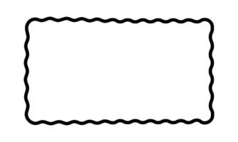 Empty rectangular frame with curvy edges. Rectangle shape with scalloped borders. Picture or photo framework, empty text box, tag or banner isolated on white background. graphic illustration vector