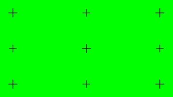 Greenscreen background with black tracking cross-shaped marks. Chroma key technique in technology to add VFX visual effects during movie post-production phase. flat illustration vector